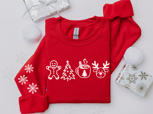 Christmas Things With Sleeve Print Sweatshirt