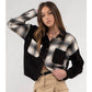 Contrast Plaid Patchwork Button Up Top