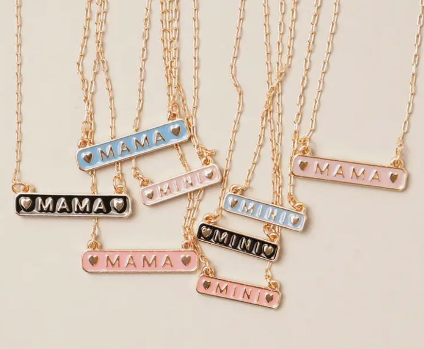 Sterling Silver Pavé Vertical Mama Necklace | Tiny Tags