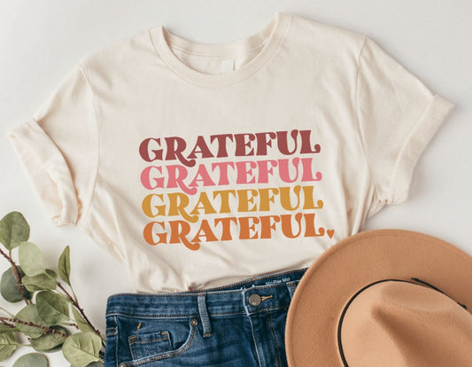 Grateful Colorful Stacked Tee