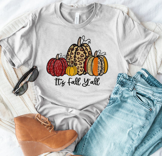 It's Fall Y'all Leopard Pumpkin Tee