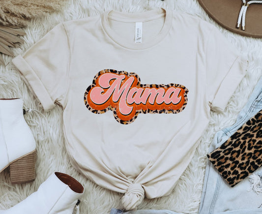 Mama Pink Red Leopard Tee