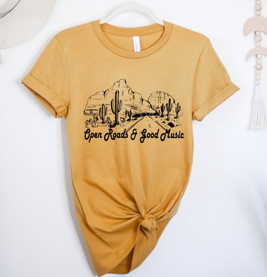 Open Roads & Good Music Tee