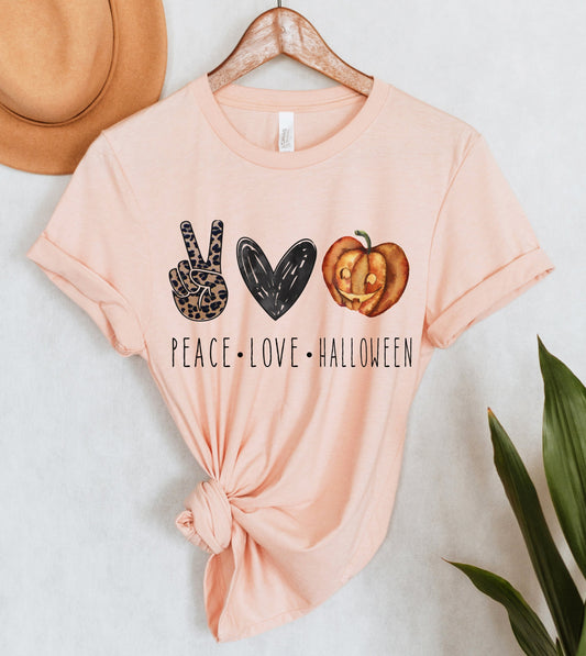 Peace Love Halloween Leopard Tee